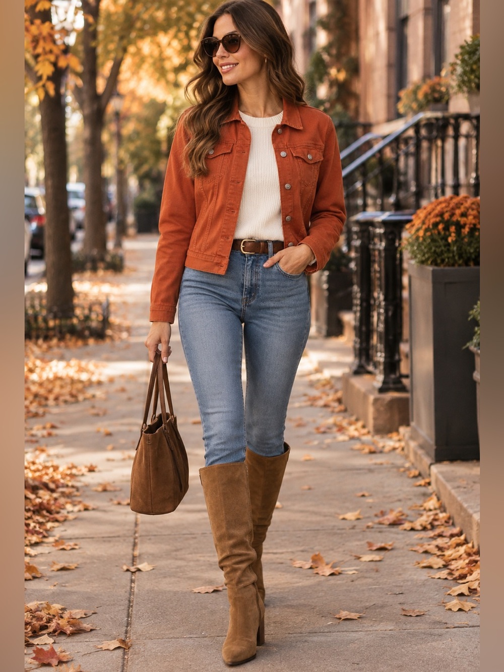 Kensie Rust Orange Denim Jean Jacket